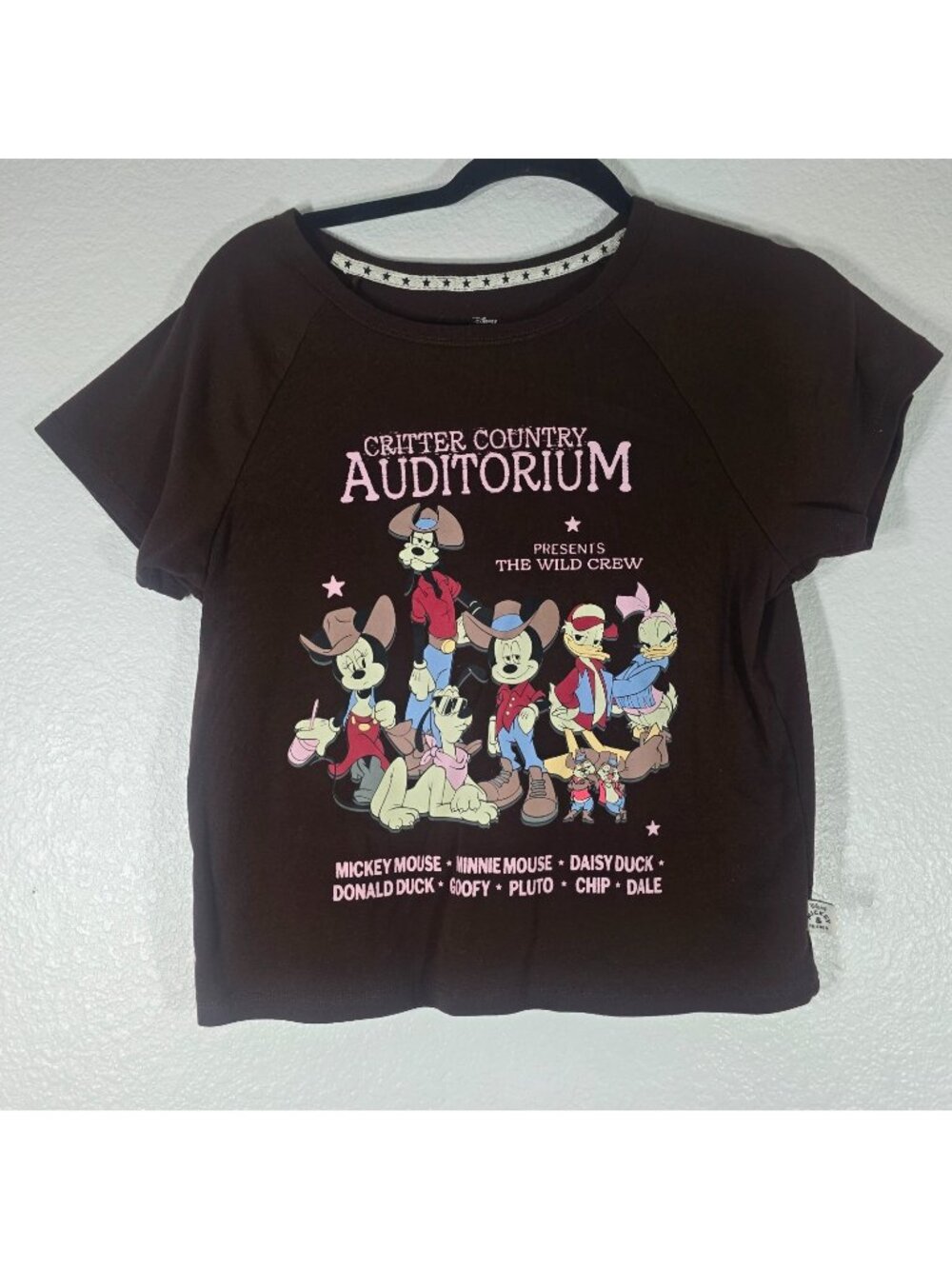 Disney Mickey & Friends Graphic Tee T-Shirt Women Large Brown Critter Country